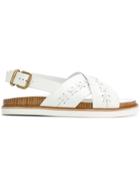 Tod's Cross Over Strap Sandals - White