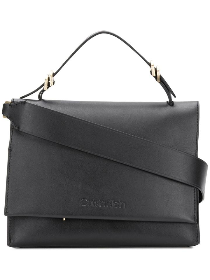 Calvin Klein Foldover Top Tote - Black