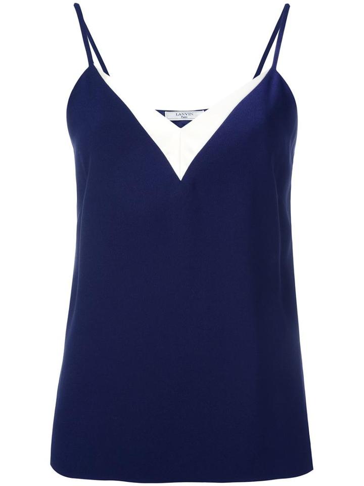 Lanvin Spaghetti Strap Blouse, Women's, Size: 42, Blue, Acetate/viscose/silk