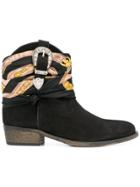 Via Roma 15 Buckle And Scarf Detail Ankle Boots - Black