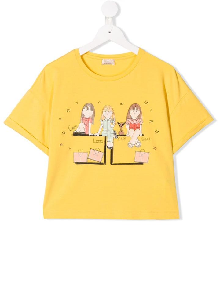 Elisabetta Franchi La Mia Bambina Teen Friends Print T-shirt - Yellow