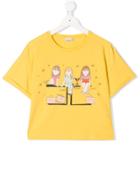 Elisabetta Franchi La Mia Bambina Teen Friends Print T-shirt - Yellow
