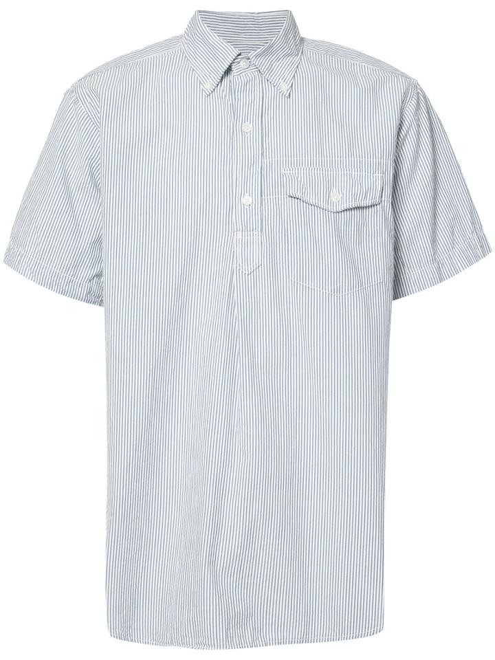 Engineered Garments Seersucker Short Sleeve Shirt, Men's, Size: Medium, Blue, Cotton