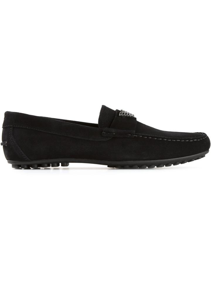 Emporio Armani Round Toe Loafers - Black