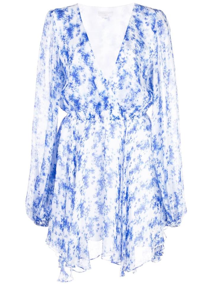 Caroline Constas Ruffle Draped Dress - Blue