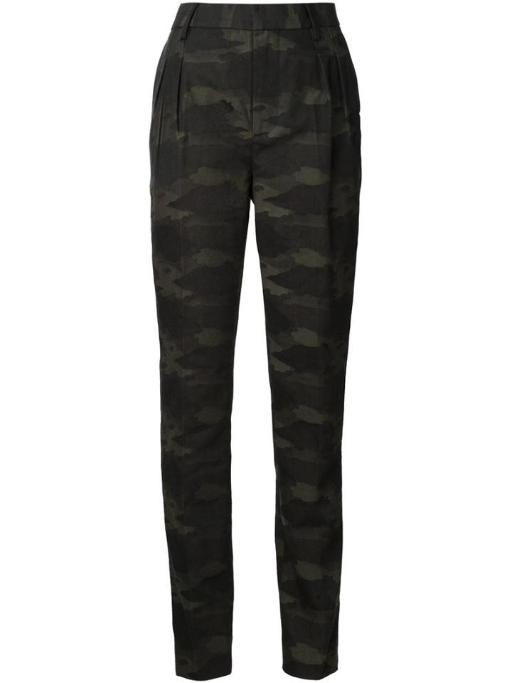 Blk Dnm - Camouflage Slim Trousers - Women - Cotton - 38, Women's, Green, Cotton