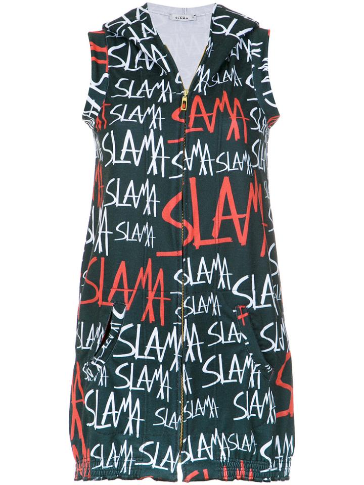 Amir Slama Logo Print Hood Dress - Black