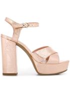 Pollini Laminated Leather Sandals - Neutrals