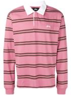 Stussy Striped Polo Shirt - Pink & Purple