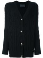 Philipp Plein Superboy Cable Knit Cardigan, Women's, Size: Small, Black, Polyester/merino