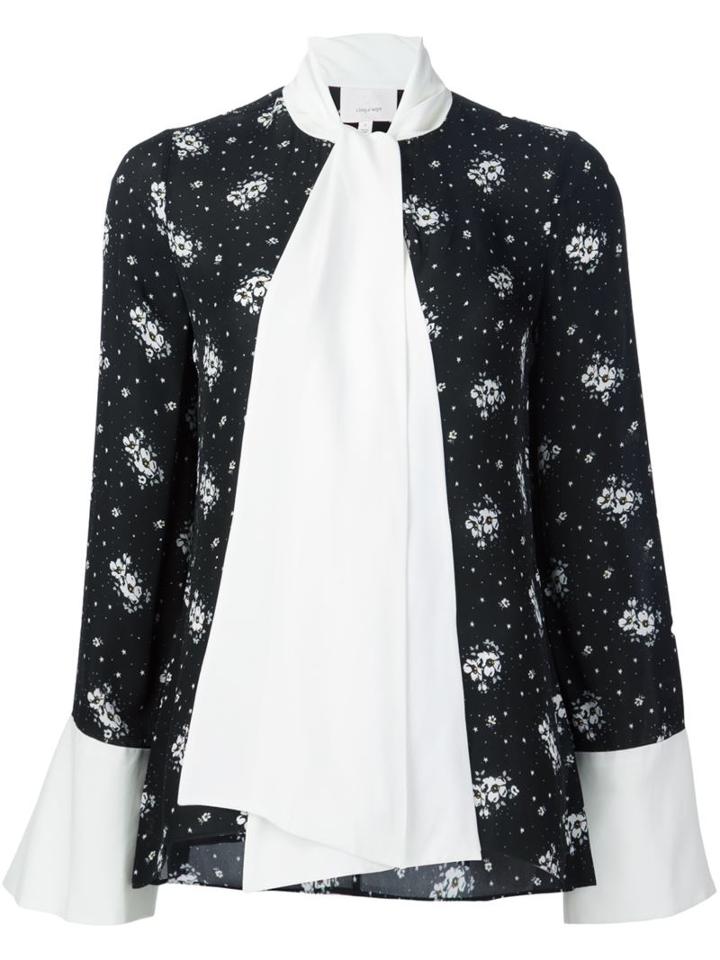 Cinq A Sept Floral Print Blouse, Women's, Size: Large, Black, Silk