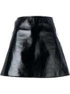 Courrèges A-line Mini Skirt, Women's, Size: 38, Black, Cotton/polyurethane/acetate/cupro