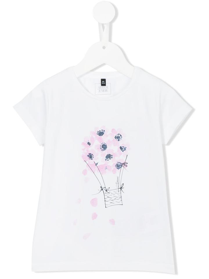 Armani Junior Floral Print T-shirt, Girl's, Size: 8 Yrs, White