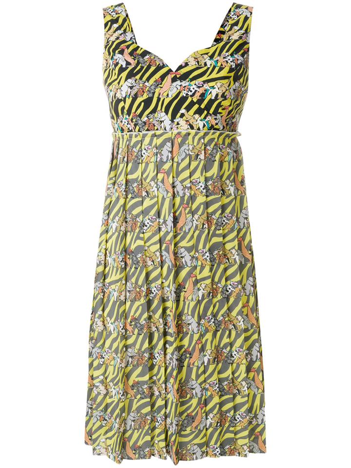 Ultràchic Pleated Animal Dress - Yellow & Orange