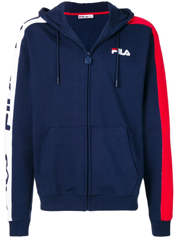 Fila Logo Zip Hooded Sweatshirt - Blue
