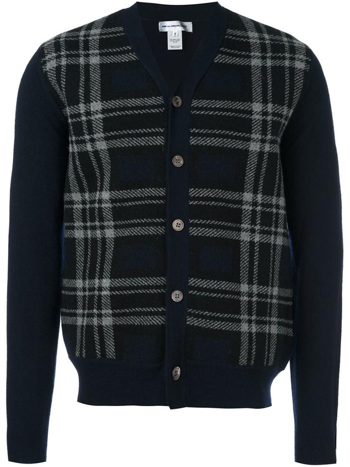 Comme Des Garçons Shirt Tartan Check Cardigan, Men's, Size: Medium, Blue, Nylon/wool