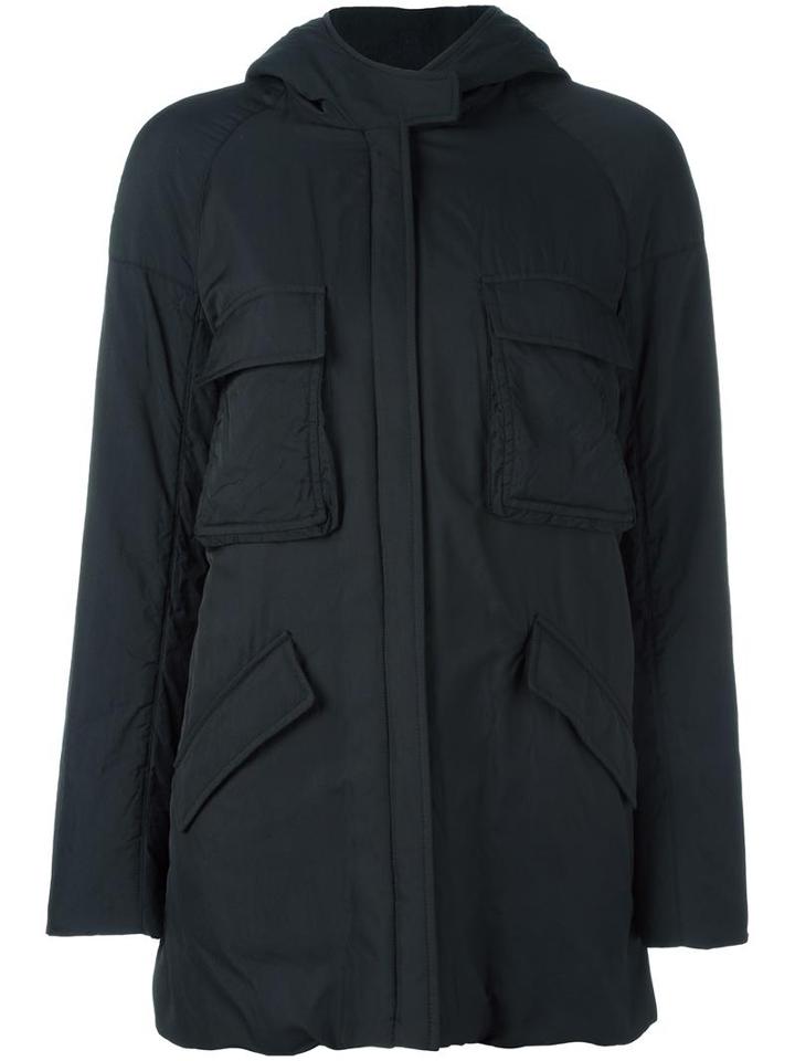 Ahirain Zipped Hooded Coat, Women's, Size: Small, Black, Polyester/cupro