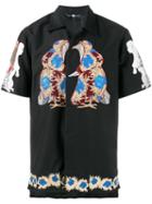 Edward Crutchley Embroidered Short-sleeve Shirt, Men's, Size: Medium, Black, Wool/mohair/polyester