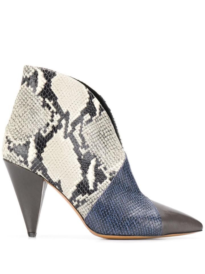 Isabel Marant Archenn Python Print Ankle Boots - Blue
