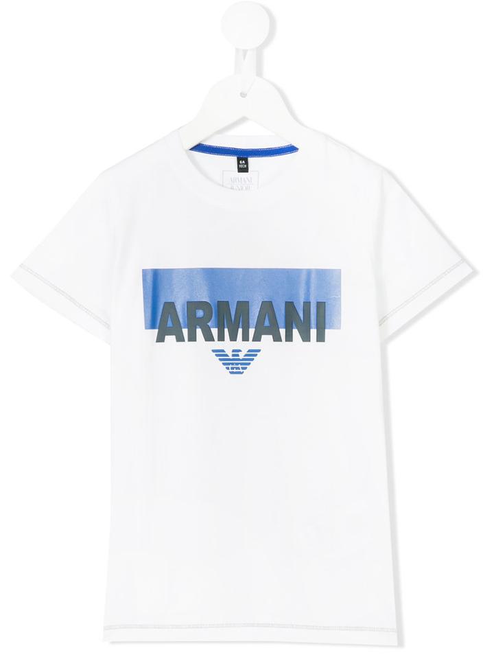 Armani Junior - Logo Print T-shirt - Kids - Cotton/spandex/elastane - 12 Yrs, White