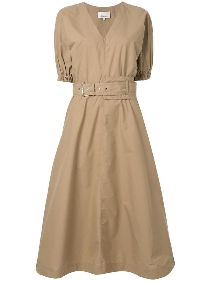 3.1 Phillip Lim Puff Sleeve Belted Dress - Brown