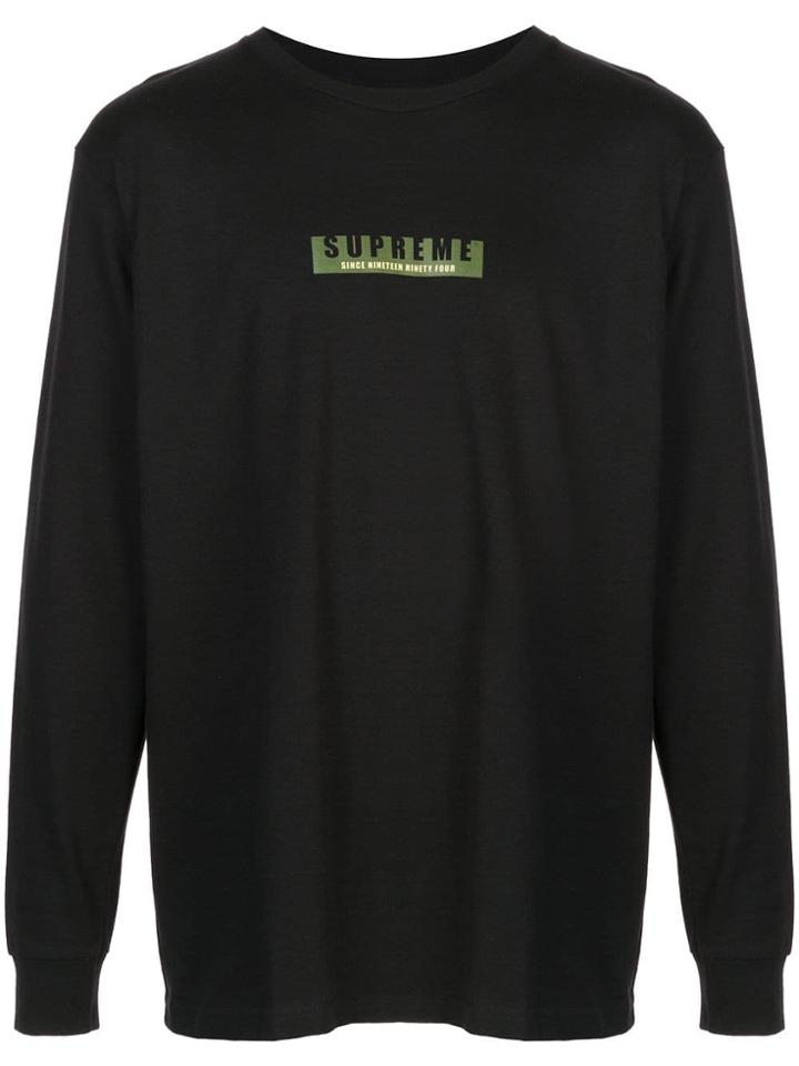 Supreme Logo Print Long-sleeved T-shirt - Black