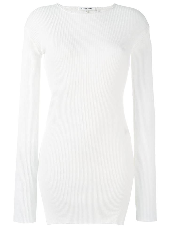 Helmut Lang Ribbed Side Slit Jumper, Women's, Size: Small, White, Cotton/angora