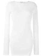 Helmut Lang Ribbed Side Slit Jumper, Women's, Size: Small, White, Cotton/angora