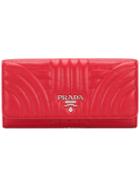 Prada Quilted Logo Wallet - Red
