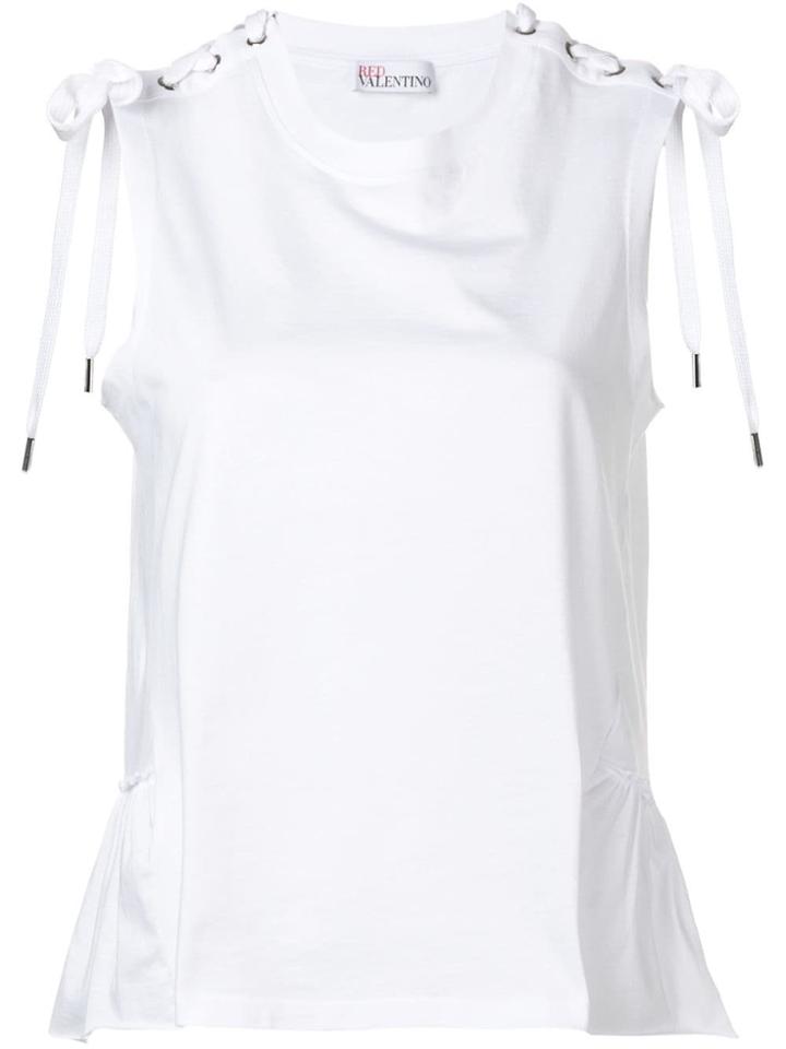 Red Valentino Lace Shoulder Tank Top - White