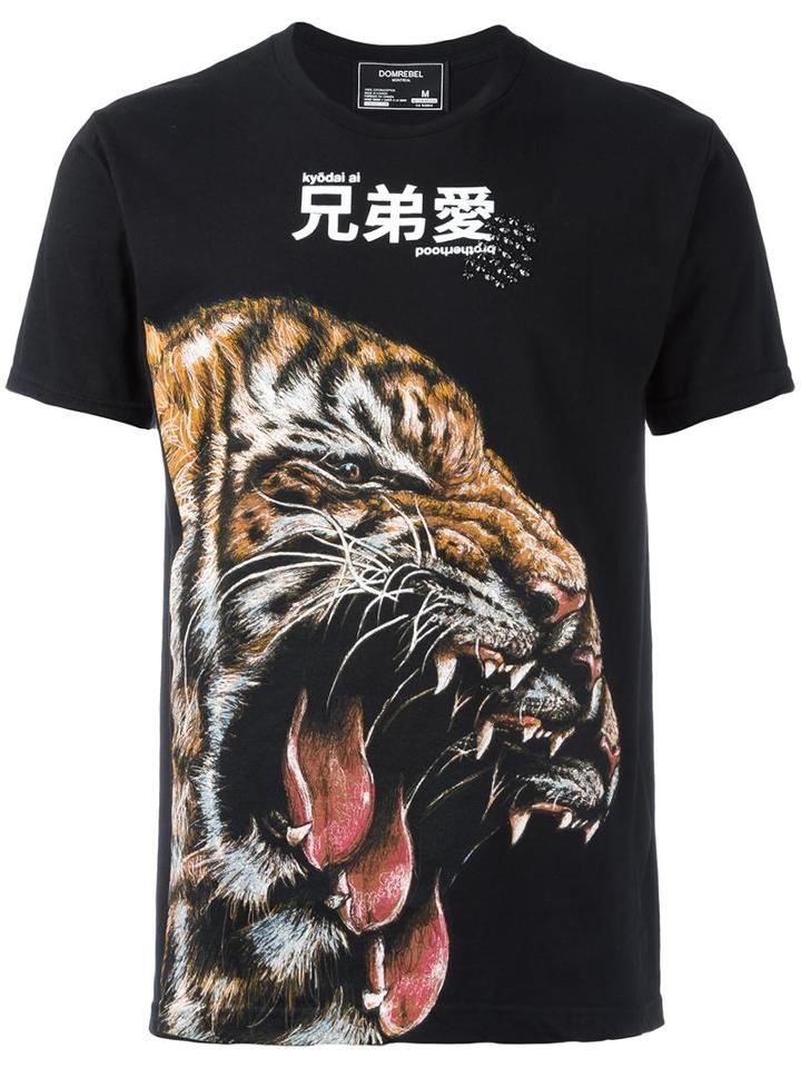 Dom Rebel Tiger Print T-shirt, Men's, Size: Small, White, Cotton