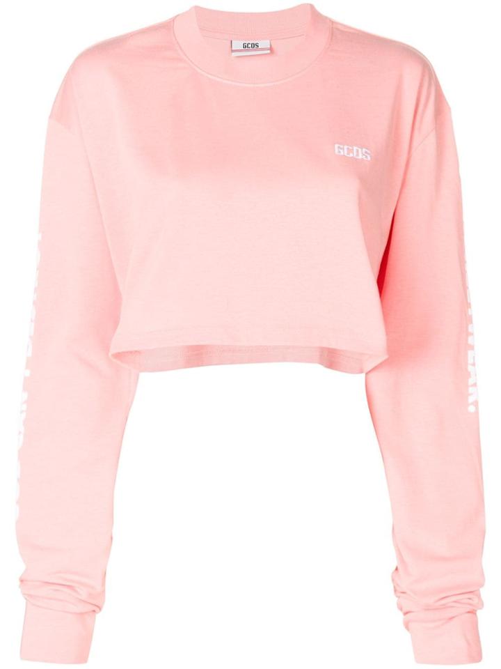 Gcds Cropped Logo Sweatshirt - Pink & Purple