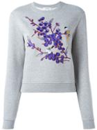 Carven Floral Patch Sweatshirt, Women's, Size: Small, Grey, Cotton