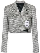 Seen Checked Cropped Blazer - Black