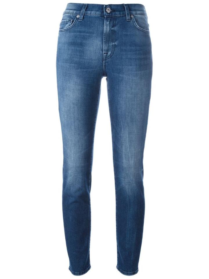 7 For All Mankind Skinny Jeans, Women's, Size: 26, Blue, Cotton/polyester/spandex/elastane