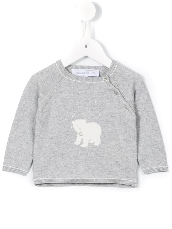 Tartine Et Chocolat - Bear Intarsia Jumper - Kids - Cotton/cashmere - 6 Mth, Grey
