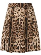 Dolce & Gabbana Leopard Print Pleated Mini Skirt - Brown