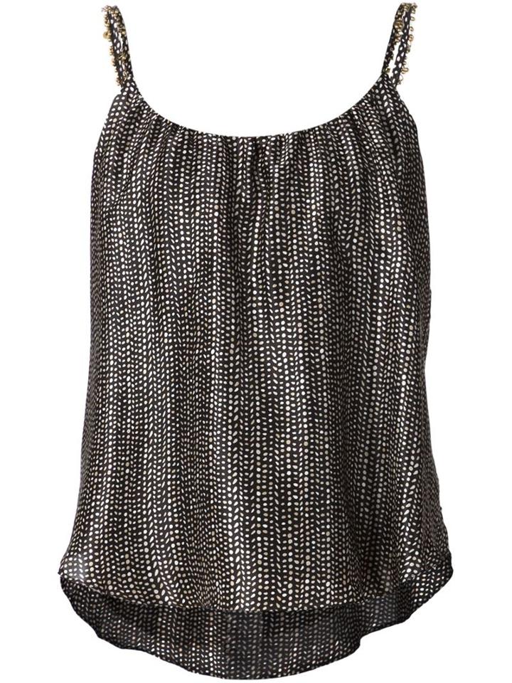 L'agence Printed Spaghetti Strap Top, Women's, Size: Small, Black, Silk
