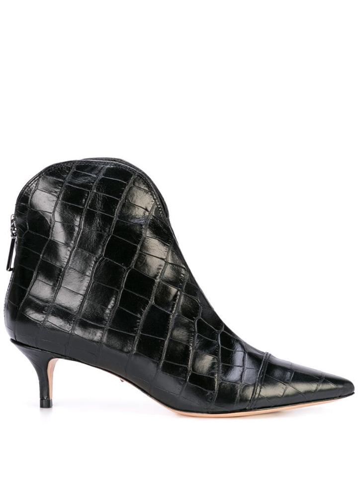 Schutz Crocodile Effect Ankle Boots - Black