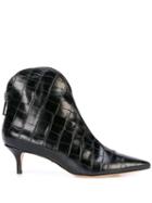 Schutz Crocodile Effect Ankle Boots - Black