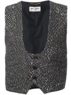 Saint Laurent Embellished Metallic Waistcoat, Women's, Size: 42, Black, Silk/acrylic/polyamide/virgin Wool