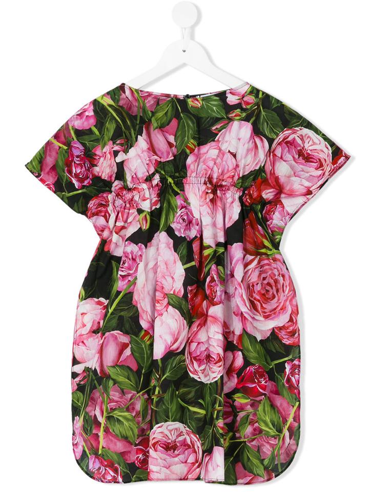 Dolce & Gabbana Kids - Floral Print Dress - Kids - Cotton - 8 Yrs, Pink/purple