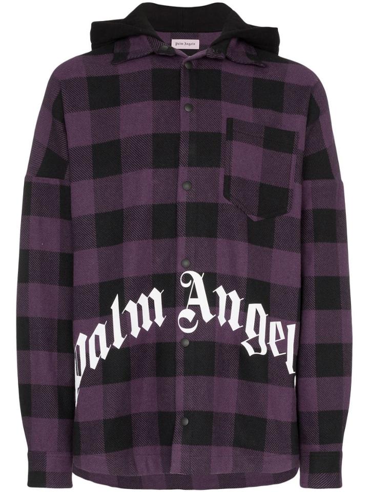 Palm Angels Hooded Checked Shirt - Purple