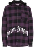 Palm Angels Hooded Checked Shirt - Purple