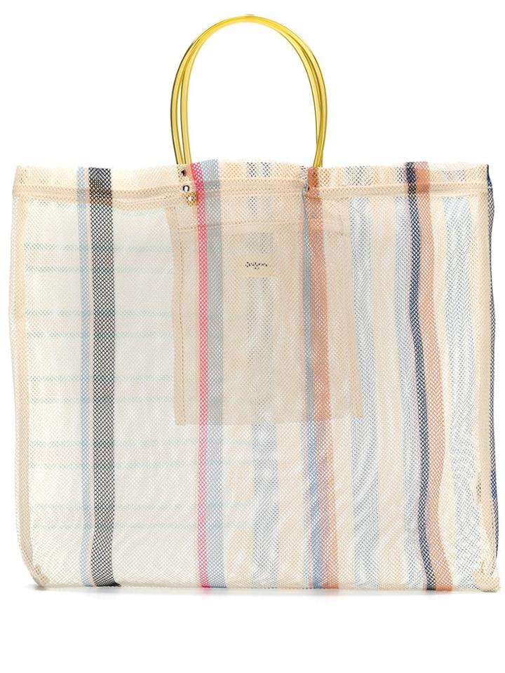 Bellerose Striped Mesh Shopper Tote - Neutrals