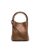 Marni Brown Pannier Resin Handle Leather Bucket Bag