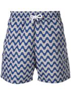 Frescobol Carioca Drawstring Wave Print Shorts - Blue
