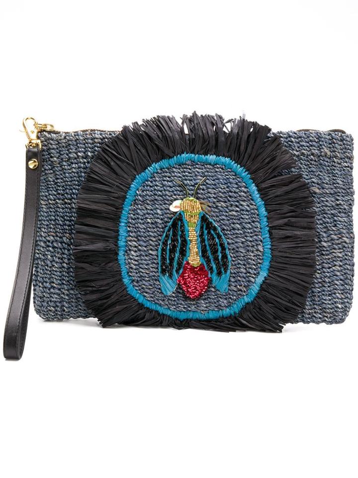 Aranáz Bug Wicker Clutch - Blue