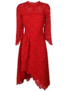 Ermanno Scervino Asymmetric Bell Sleeve Lace Dress - Red