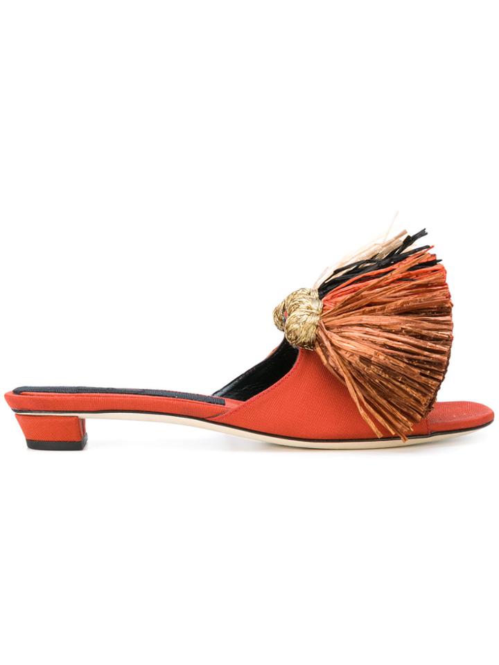 Sanayi 313 Raffia Fringed Sandals - Yellow & Orange